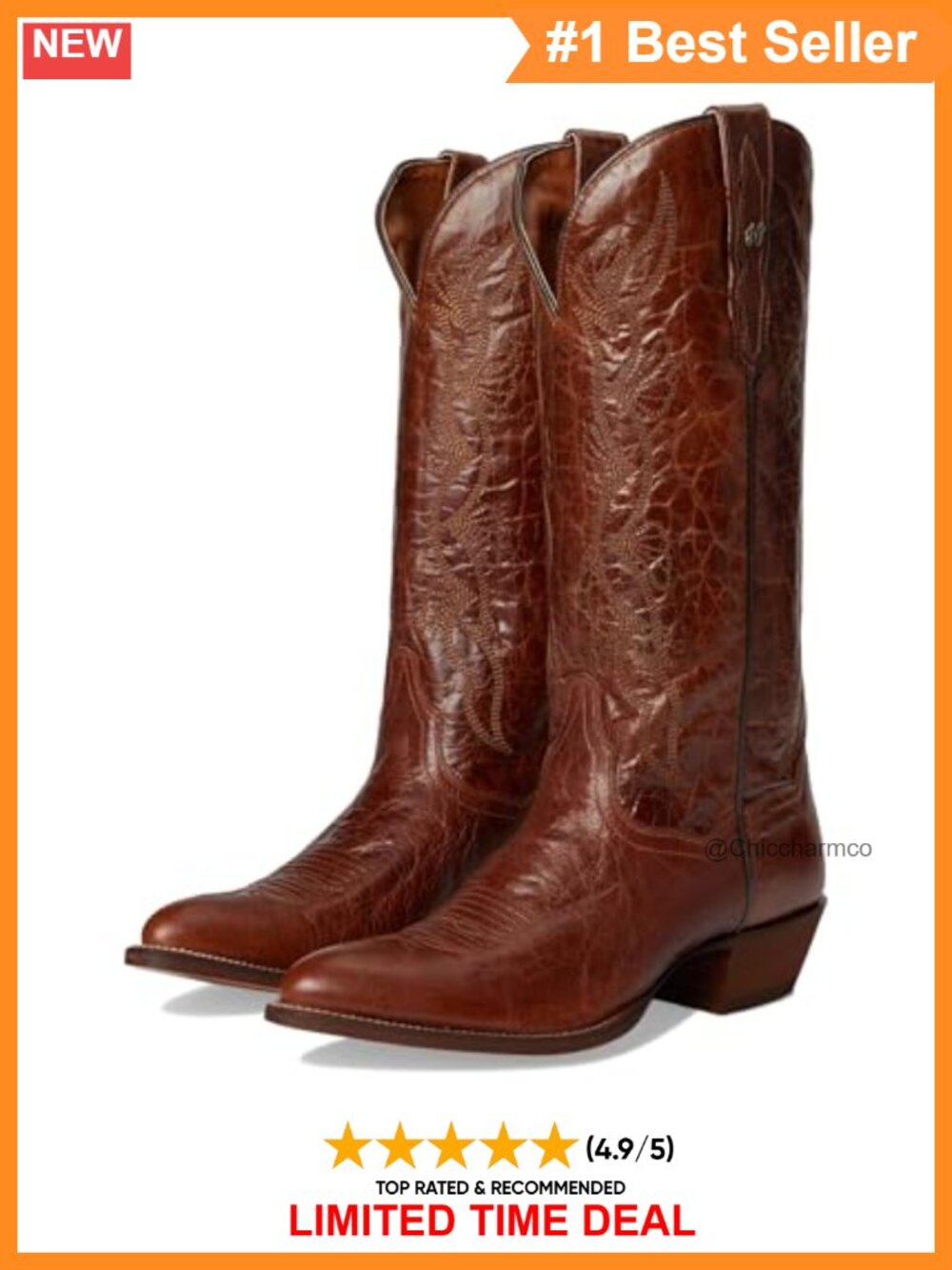 Dan Post Women's Knee High Pull On Cowboy Boots Leather Pointed Toe
